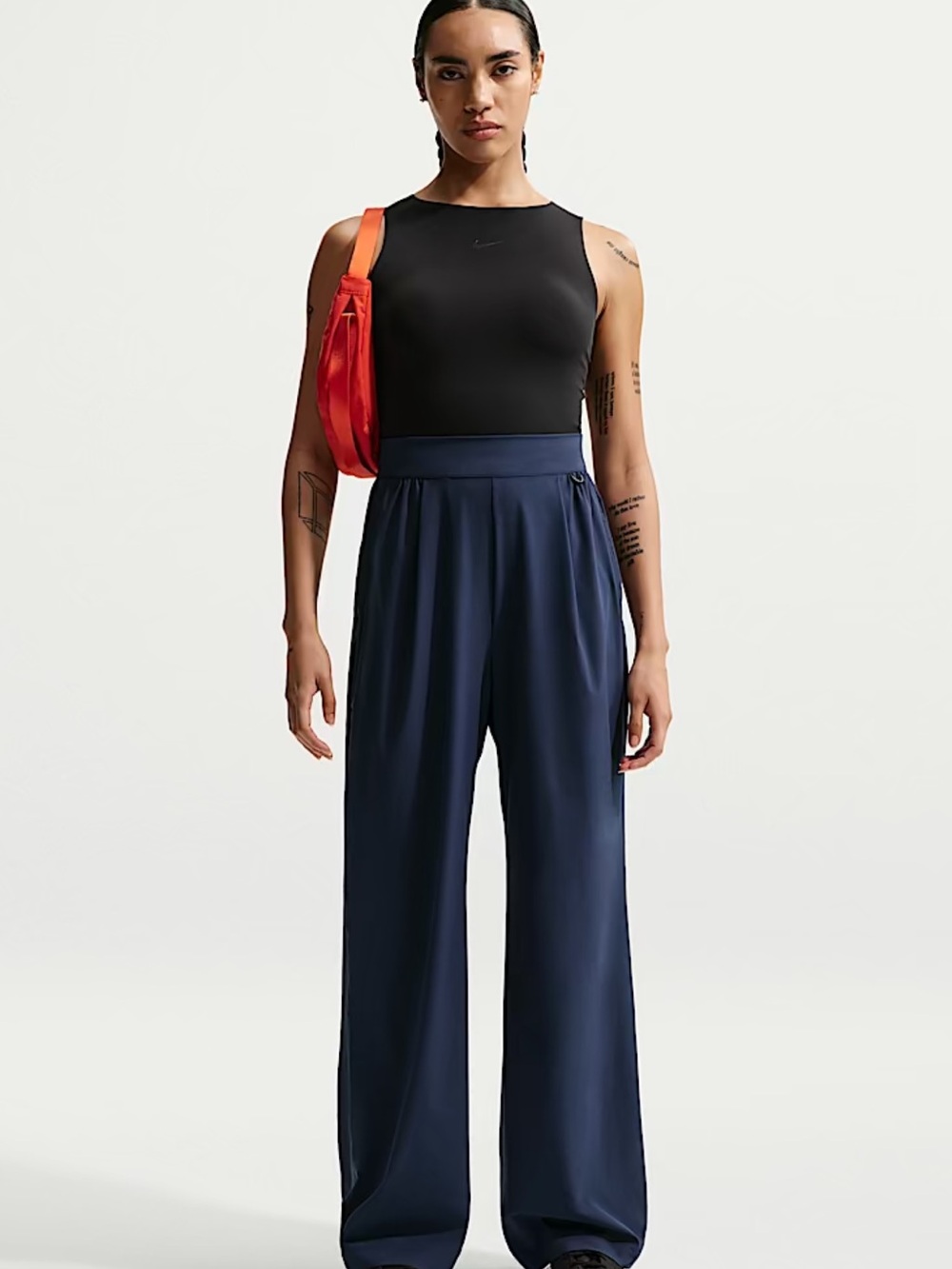 Nike Women's Navy Wide-Leg Trousers with High Waistband 24.7 Dri-Fit
